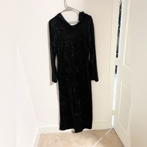 Vintage Morbid Threads witchy Long Crushed Velvet Cloak Dress hooded goth